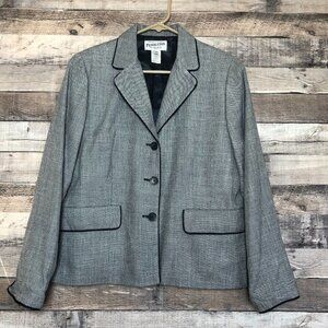 Pendleton Blue White Rayon Wool Silk Blazer Coat Jacket Size 10 Petite